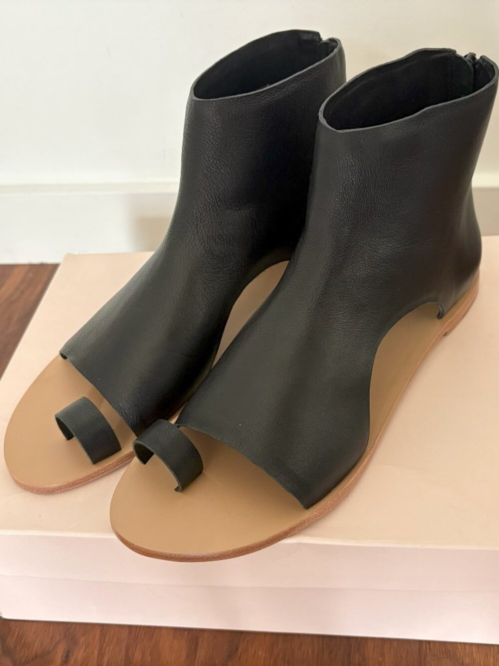 Loeffler Randall Black Leather Zip-Up Booties – Size 9B